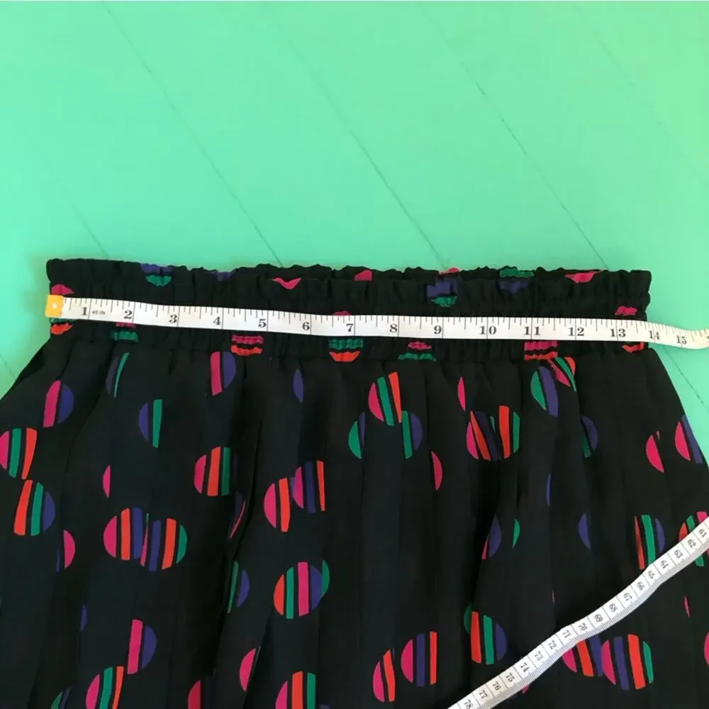 Vintage 70s 80s Polyester Matching Top and Skirt Loose 2 Piece Coord Set Rainbow